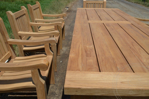 Teak tuintafel Mammoet 300cm + 8 tuinstoelen Mammoet