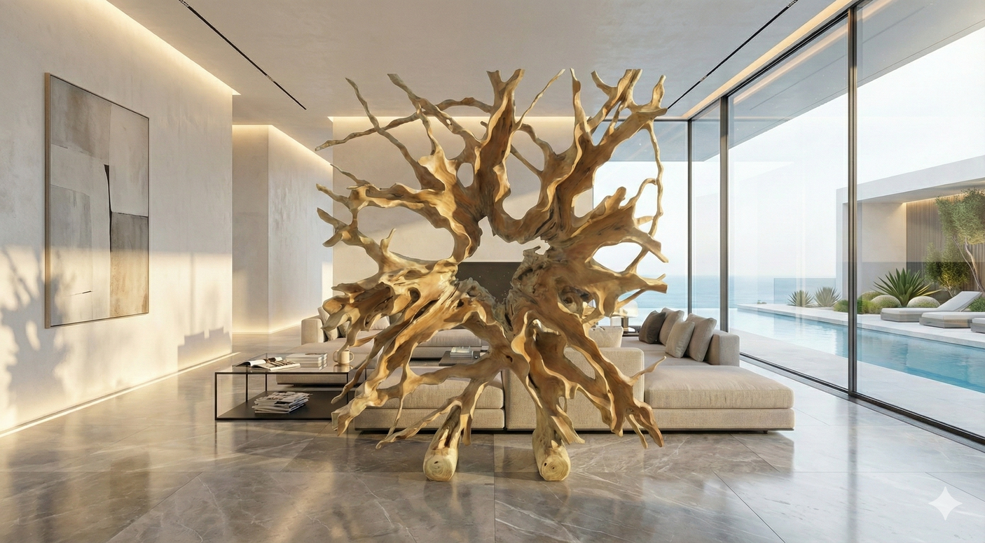 Roomdivider van teakwortel 180×200 cm – Uniek