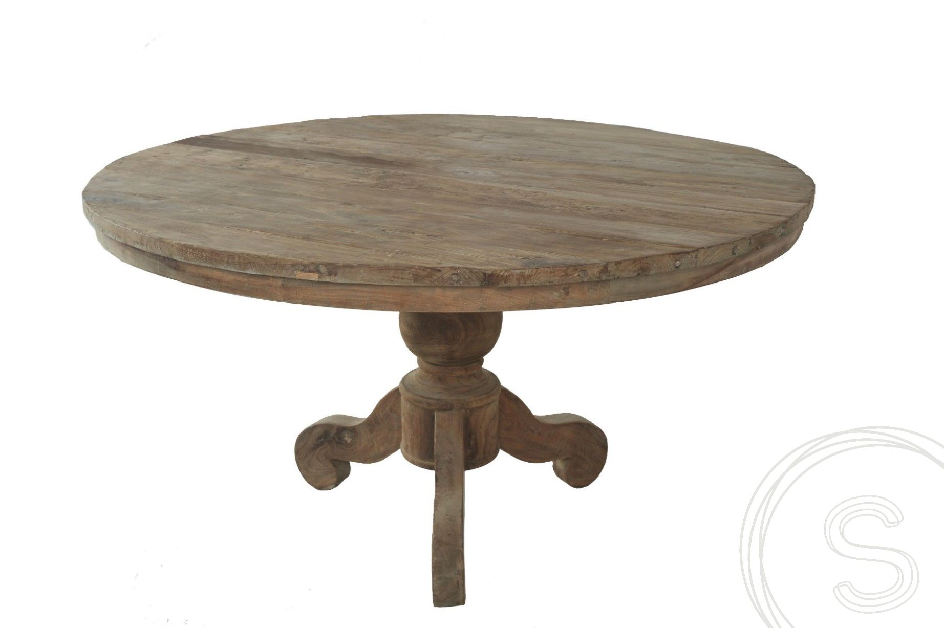 Van toepassing voorzetsel Loodgieter Teak tafel rond 170cm oud hout