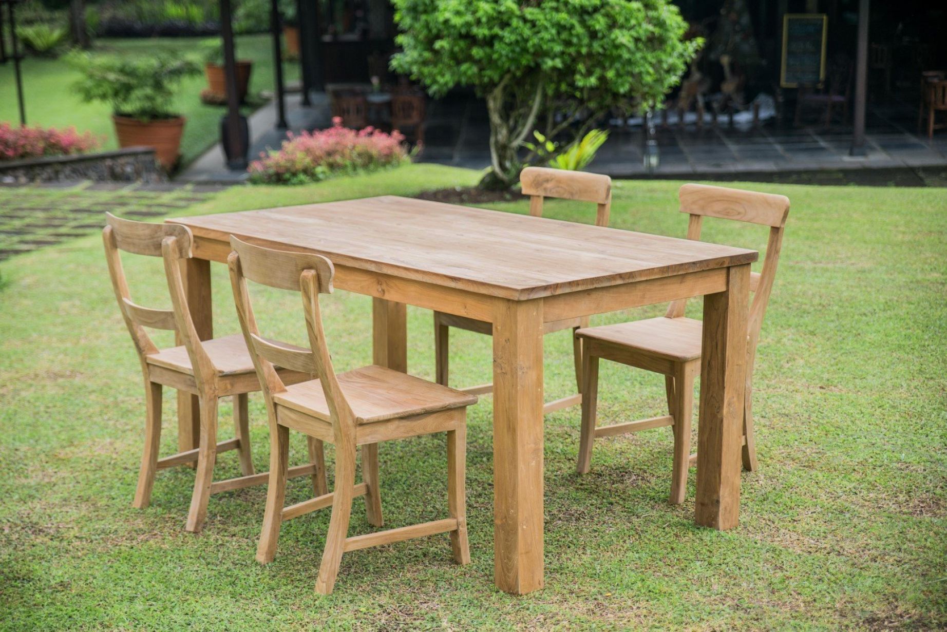 Teak tafel 160x90 + stoelen