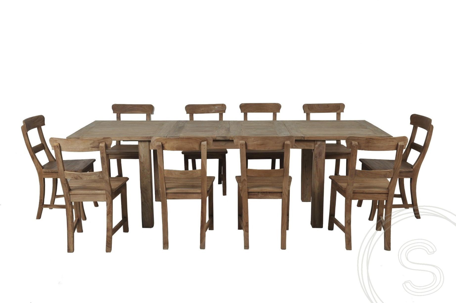 tafel uitschuifbaar 160-210-260x90 + 10 stoelen