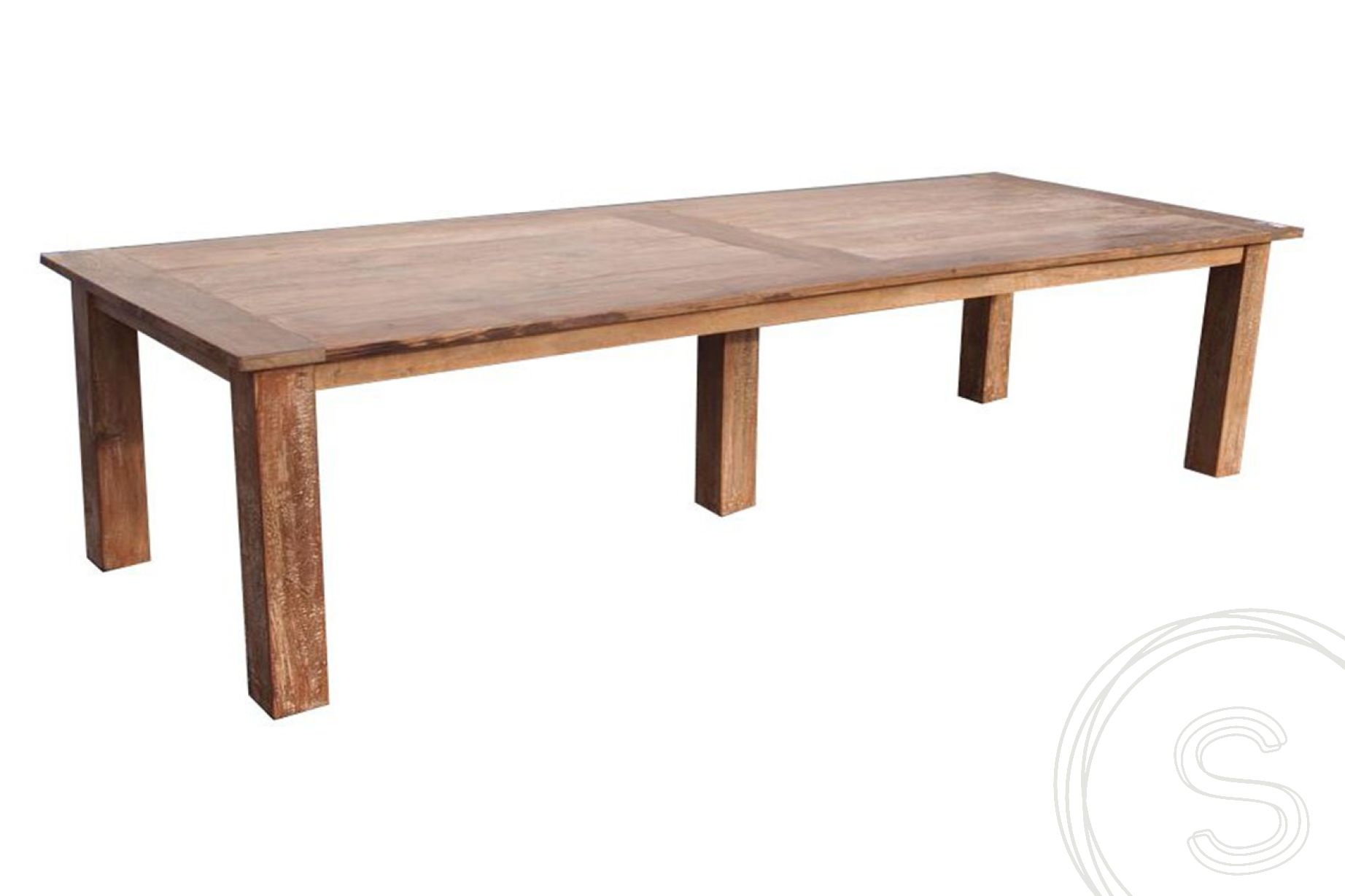 schraper Beknopt Voetzool Teak tafel oud hout 320 x 120