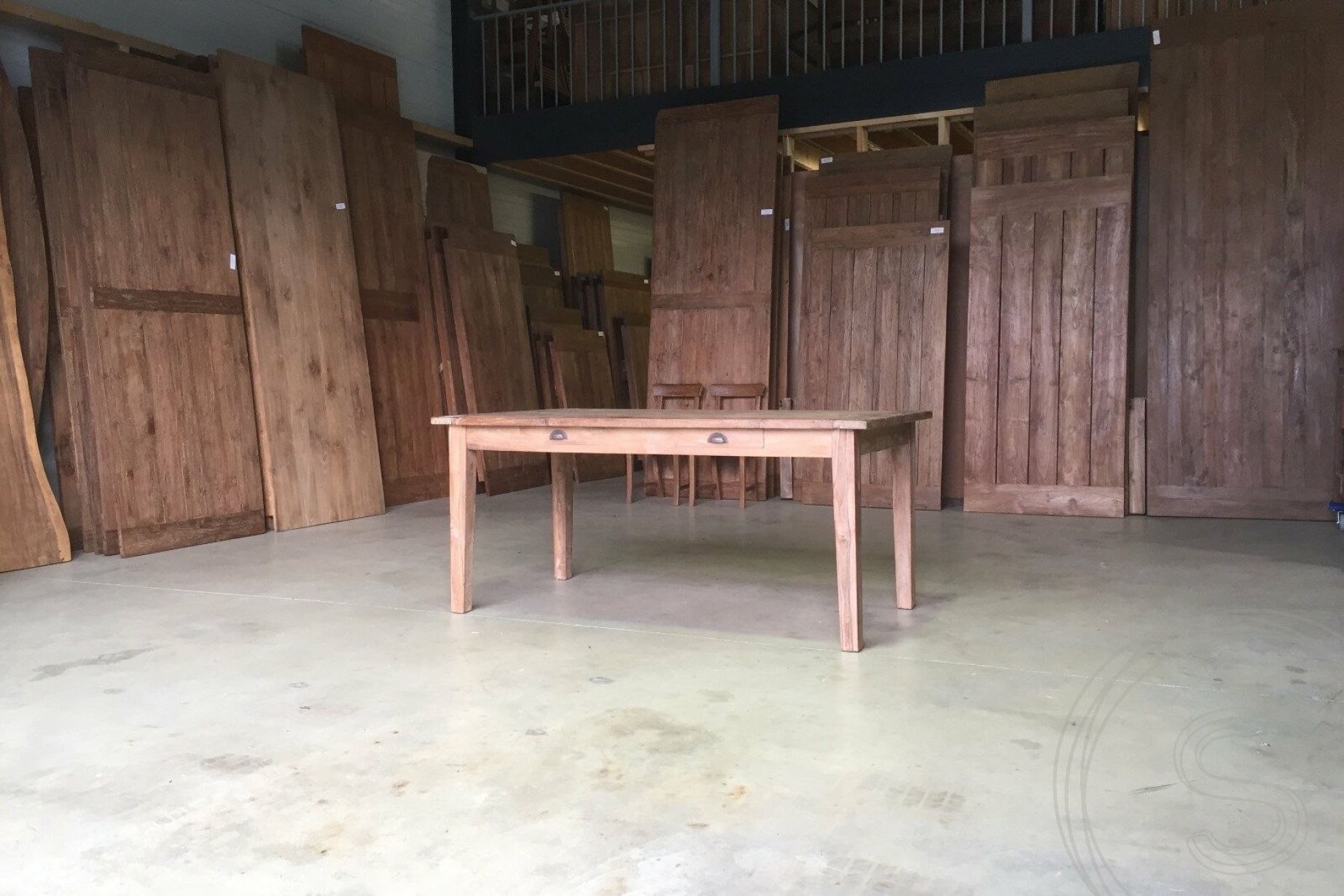 leven Ramen wassen Cordelia Teak tafel met lades 200x100cm oud hout